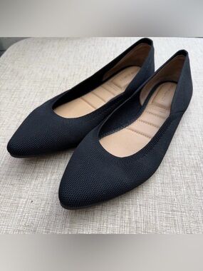 Cynthia Rowley Knit Pointed‎ Toe Flats Black Slip On Comfort Shoes 7.5